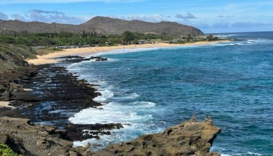 Rocky oceanic coastline with road photo with photo by Hawaii Concierge Couseling by Bruce Berger